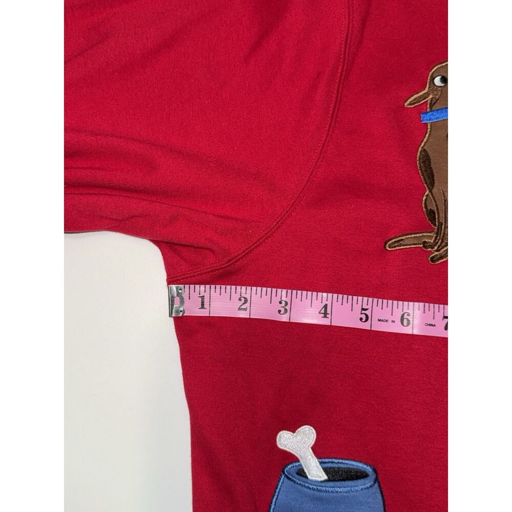 Vtg Bechamel Embroidered Dog Novelty Top Button Sweater Shirt Cardigan Red 2X - Picture 10 of 13